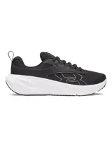 Championes Under Armour modelo W Surge 5, color negro con suela blanca, confeccionados con malla transpirable y entresuela de amortiguación.