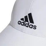 Gorra Adidas blanca con logo negro bordado en el frente.