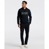 Hoodie azul marino de felpa con capucha y cordón ajustable, bolsillo tipo canguro y puños y cintura acanalados. Estampado frontal con el logo de Original Penguin.