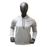 Canguro deportivo Topper de mujer, confeccionado en tejido fleece color gris. Presenta capucha con cordones ajustables, mangas largas y logo de la marca estampado en el pecho.