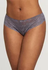 Panty de microtul y encaje color gris.