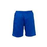 Short deportivo azul marino de poliéster con cintura elástica y cordón ajustable.