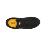 Championes Caterpillar modelo Ventura, color negro con detalles en blanco y suela de goma color caramelo. Confeccionados en una combinación de gamuza y lona, con cierre de cordones y diseño ergonómico.