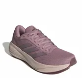 Championes de running Adidas Response Runner 2 W para mujer, de color lila con entresuela gris claro y capellada de malla transpirable con las clásicas tres tiras de la marca.