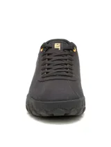 Sneakers Caterpillar modelo Hex + Canvas, color negro con detalles en amarillo, de lona con suela gruesa de goma y pasadores de cordones.