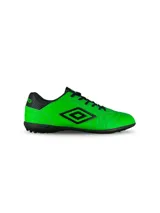 Championes Umbro modelo Touch TF para hombre, color negro, con capellada de PU texturizada y logo Umbro brillante en el lateral. Suela de caucho con tapones bajos para césped artificial o fútbol 5.