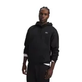 Canguro Under Armour modelo UA Rival FLC Hoodie, color negro, con capucha con cordón ajustable, bolsillo frontal tipo canguro y el logo de la marca bordado en el pecho.