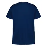 Remera de manga corta color azul marino con estampado gráfico frontal de paisaje desértico y la frase 'Take the scenic route'.