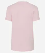 Remera de algodón celeste con cuello redondo y mangas cortas dobladas, de corte regular y diseño liso.