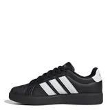 Championes Adidas Streettalk de estilo urbano, color negro con las icónicas tres tiras laterales en blanco. Presentan capellada sintética, puntera con relieve y suela de goma resistente.