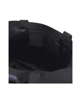 Bolso tipo tote bag JanSport Daily Tote en color negro, con asas dobles de hombro, cierre superior y un bolsillo frontal abullonado con el parche clásico de la marca.