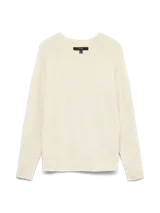 Sweater de punto con cuello redondo y mangas largas, de calce regular con puños y ruedo acanalados.