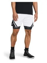 Short deportivo blanco de malla con calza interior negra estampada.
