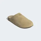 Zuecos Adidas Adimule de diseño minimalista, con empeine de gamuza en color beige y suela de corcho con base de goma.