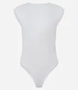 Body blanco de manga corta con escote redondo y fruncidos laterales.