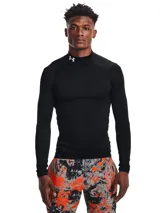 Remera térmica de manga larga Under Armour ColdGear Armour Comp Mock, color negro, con cuello alto y ajuste ceñido. Cuenta con el logo de la marca estampado en el cuello.