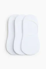 Pack de tres soquetes invisibles blancos en punto fino con sección central acanalada.