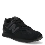 Championes urbanos New Balance modelo 574, color negro, confeccionados en gamuza y malla, con logo "N" característico en los laterales y entresuela ENCAP.