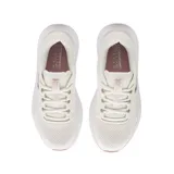 Championes de running Under Armour modelo Charged Surge 4, color blanco con detalles en rosado. Presentan una parte superior de malla transpirable, entresuela con tecnología Charged Cushioning para mayor amortiguación y logo de la marca en el lateral.