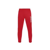 Pantalón de jogging rojo con logo Joma estampado en gris en la pierna derecha.