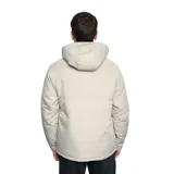 Campera deportiva Umbro con capucha, cierre frontal completo y bolsillos laterales. Diseño en color beige con paneles laterales en negro y logo de la marca bordado en naranja en el pecho.