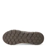 Zapatos Caterpillar Hex Lite Cruise de cuero color marrón oscuro, con cordones y suela gruesa con diseño hexagonal.