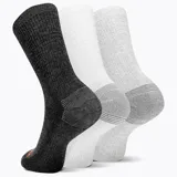 Pack de tres pares de medias de media caña con diseño acanalado, talón y puntera reforzados. Incluye un par gris melange, un par blanco y un par negro.