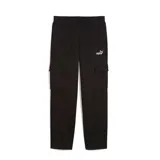 Pantalón cargo de mujer marca Puma, color negro, con cintura elástica y bolsillos laterales tipo cargo. Presenta el logo de la marca estampado en blanco en la parte superior.