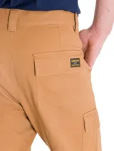 Pantalón cargo Caterpillar Heritage Straight color marrón, de corte regular y estilo utilitario, con múltiples bolsillos laterales y traseros con solapa.