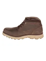 Bota Caterpillar modelo Elude WP, confeccionada en cuero de plena flor impermeable. Presenta diseño de caña media con cordones, forro de malla de nailon y suela de goma con entresuela Ease para mayor amortiguación y flexibilidad.