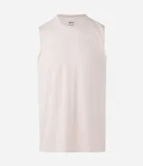 Musculosa deportiva Get Over de poliamida con tecnología dry, color gris oscuro, con cuello redondo, diseño sin mangas y estampa frontal con el texto "RUN CLUB".