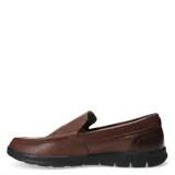 Mocasines de cuero negro con costuras reforzadas en el empeine y detalle de aplique en color marrón en el talón. Poseen suela de goma antideslizante.