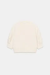Sudadera crop de algodón con cuello redondo y mangas cortas abullonadas con puños ajustados.