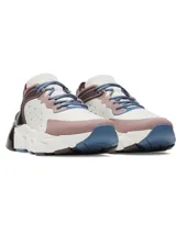 Championes Under Armour modelo UA Halo Trainer, en tonos blanco, marrón y azul, con entresuela voluminosa y amortiguación HOVR.
