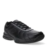 Championes deportivos Lotto de estilo tenis, confeccionados en cuero sintético negro con detalles de costuras y perforaciones decorativas. Presentan cierre con cordones y suela de goma resistente.