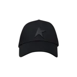 Gorra de béisbol negra con detalle de estrella bordada tono sobre tono en el panel frontal.