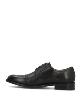 Zapatos de vestir para hombre tipo Oxford, color negro, confeccionados en cuero con cordones y suela de goma.