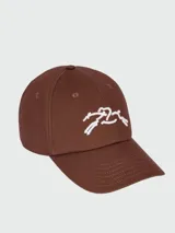Gorra de algodón marrón con bordado frontal en blanco de la marca Longchamp.