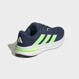 Championes de running Adidas Galaxy 7, color azul marino con las icónicas tres tiras en verde lima y suela blanca con tecnología Cloudfoam.