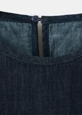 Top de algodón estilo denim con cuello halter y diseño sin mangas.