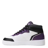 Championes Topper Terre Mid de caña media, color blanco con detalles en negro y violeta.