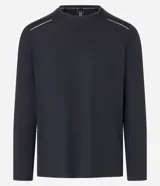 Remera deportiva masculina Get Over de manga larga y cuello redondo, confeccionada en tejido Dry Fit con estampa de rayas discretas y detalles reflectantes.