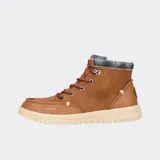 Botas Hey Dude Bradley Classic de caña media, color gris oscuro, con cordones verdes y suela marrón.