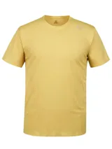 Remera deportiva color amarillo lima, de corte clásico y mangas cortas. Confeccionada en tejido transpirable con perforaciones en la parte inferior del torso y logo de la marca en el pecho.