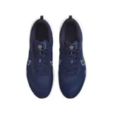 Championes Nike Downshifter 12 para hombre, color negro con detalles en rojo y suela blanca.