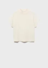 Jersey de punto fino con cuello perkins y manga corta, confeccionado en una mezcla de lana y cashmere.