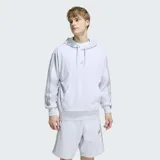 Canguro con capucha Adidas Essentials 3 Rayas color gris melange, con cordón ajustable, bolsillo frontal tipo canguro, mangas con las clásicas tres tiras y logo bordado en el pecho.