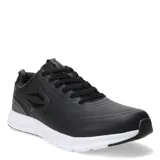 Championes deportivos Topper modelo Boro III, color negro con suela blanca. Presentan un diseño de corte bajo con cordones, confeccionados en material sintético con detalles texturizados y logo de la marca en el lateral.