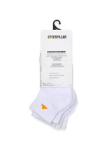 Medias cortas blancas con detalle de logo y marca en color naranja en la puntera y el tobillo. Cuentan con suela acolchada y diseño acanalado en el arco y empeine.
