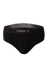 Slip gris melange de algodón con cintura elástica ancha en color negro y logo de la marca en contraste.